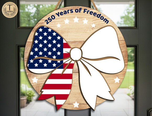 Download Patriotic Bow Door Sign Laser Cut SVG - Door sign Collection