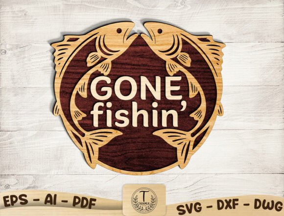 Download Gone Fishing Door Sign Laser Cut File - Door sign Collection