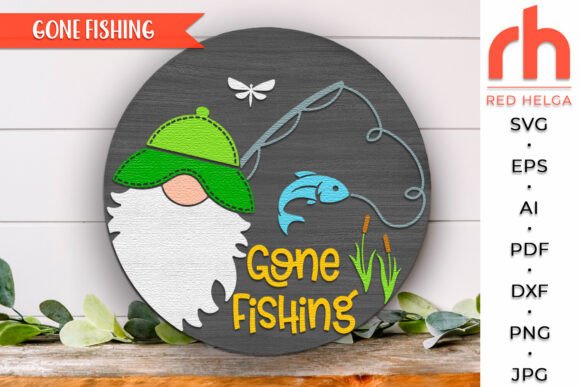 Download Gone Fishing SVG, Summer Door Sign DXF - Door sign Collection