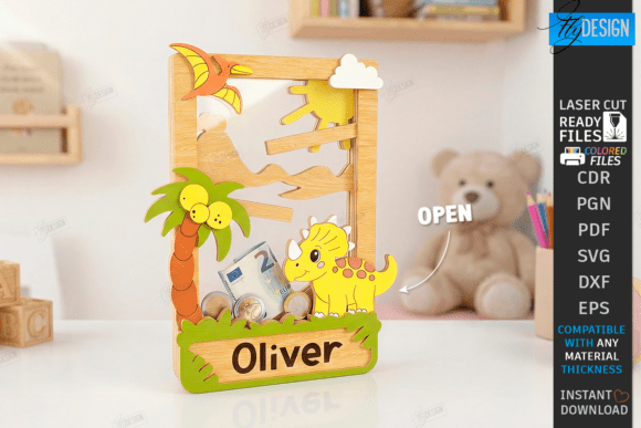 Download Wooden Coin Drop Bank Laser Cut | Name - Premium Resources