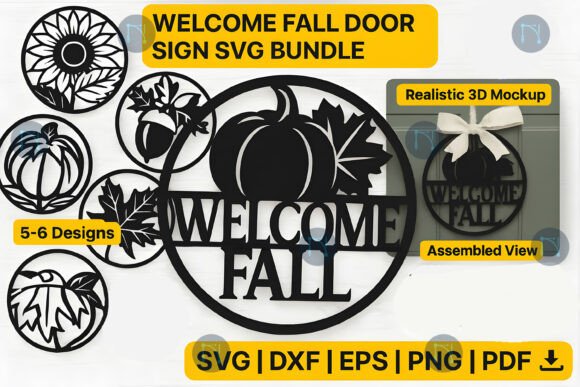 Download Welcome Fall Door Sign SVG Bundle - Door sign Collection