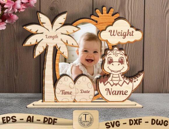 Download Baby Dinosaur Birth Stat Laser Cut SVG - Premium Bundle