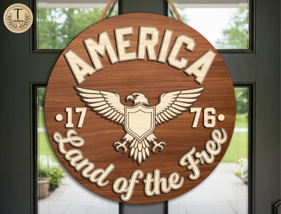 Download Patriotic Eagle Door Sign Laser Cut SVG - Door sign Collection