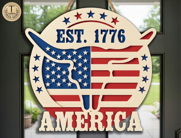 Download Western Patriotic Door Sign Lasercut SVG - Door sign Collection