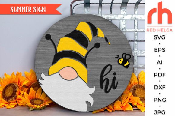 Download Gnome Hi SVG, Summer Door Sign Cut File - Door sign Collection