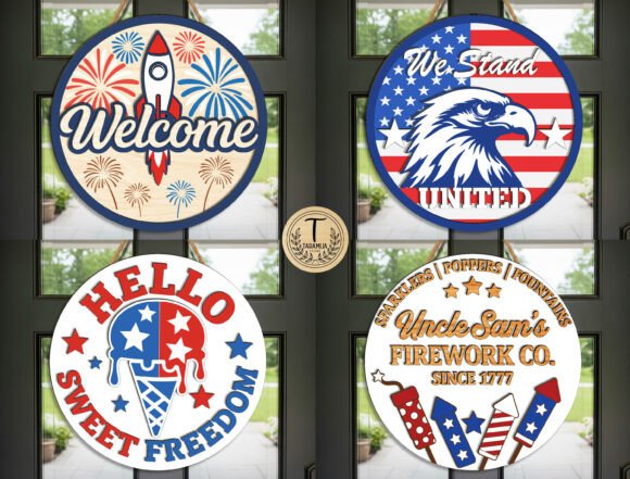 Download 4th of July Door Sign SVG Bundle - Door sign Collection