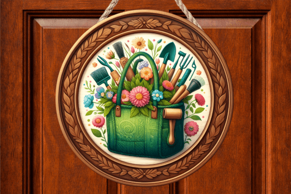 Download Garden Tools Floral Basket Door Sign - Door sign Collection