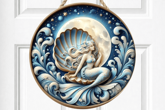 Download Mythical Sea Mermaid Moonlight Door Sign - Door sign Collection