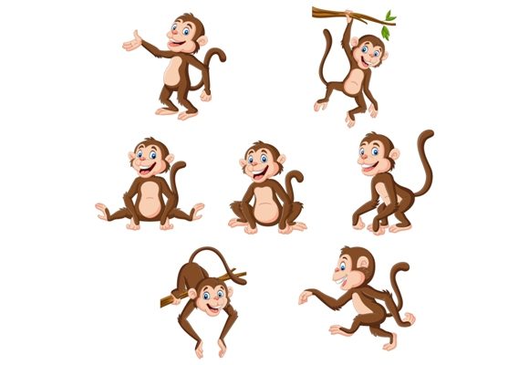 Download Monkeys Character Clip Art Set Graphic - Monkeys Collection