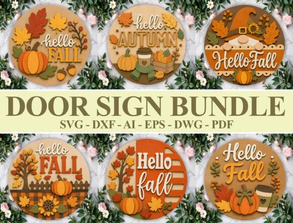Download Fall Door Sign SVG Bundle - Door sign Collection
