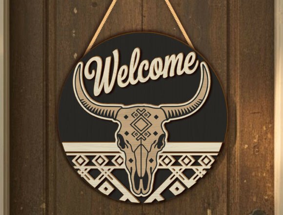 Download Western Longhorn Welcome Door Sign - Door sign Collection