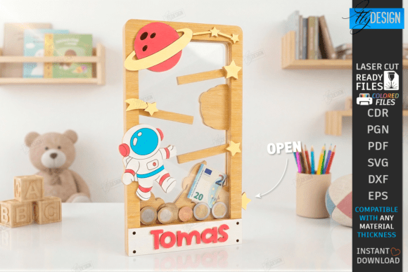 Download Wooden Coin Drop Bank Laser Cut | Name - Premium Bundle