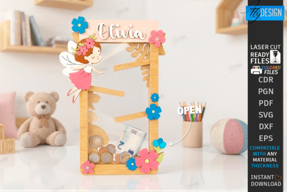 Download Wooden Coin Drop Bank Laser Cut | Name - Premium Bundle
